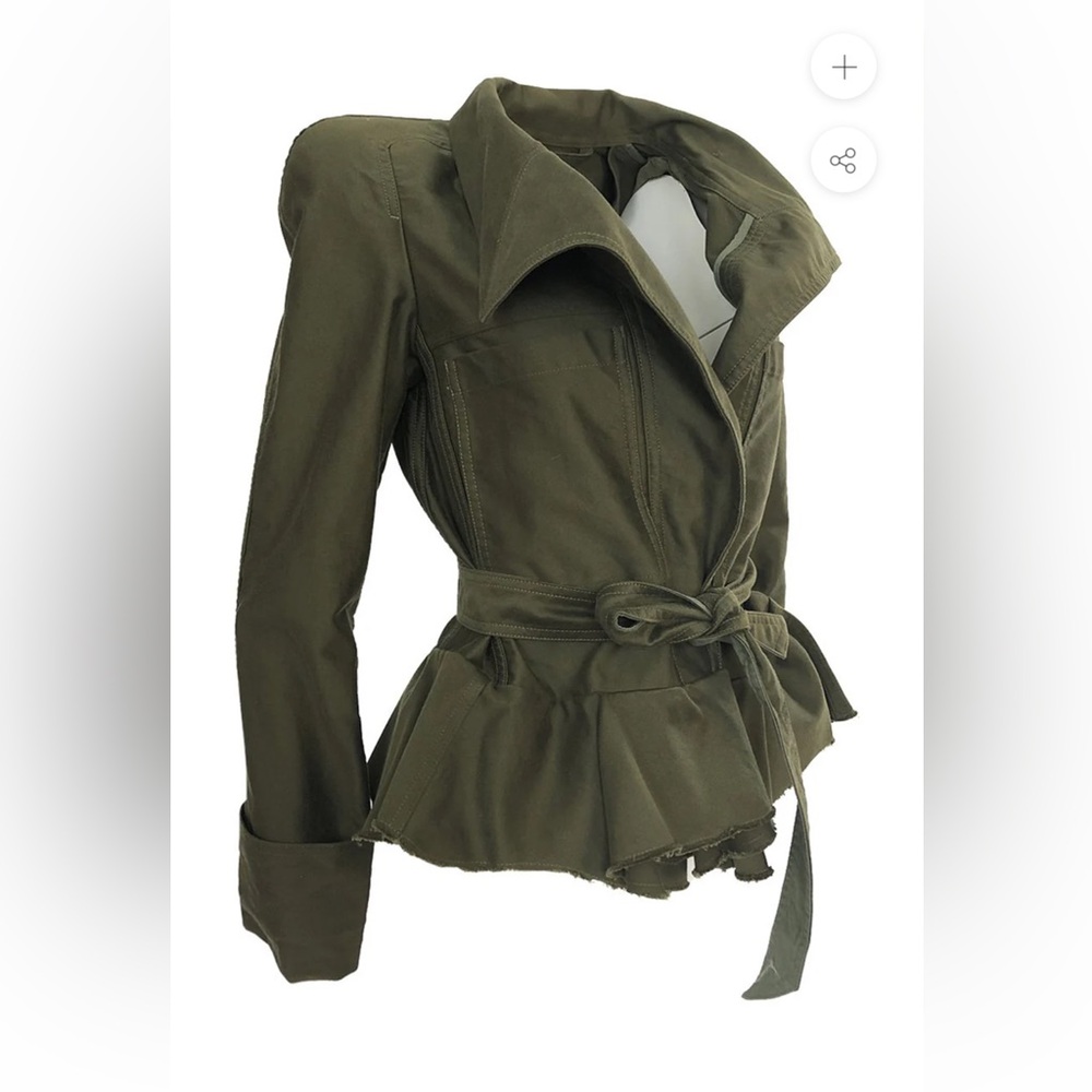 Fall 2014 Isabel Marant Runway Flared Hip Khaki Tie Waist Jacket